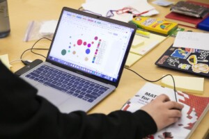 laptop screen with charts on it