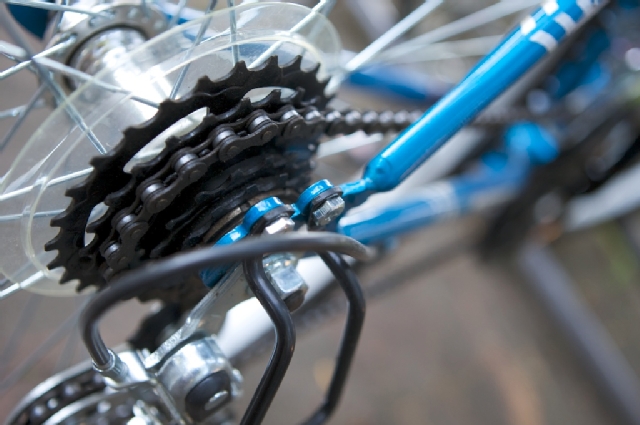 Closeup of bike gears