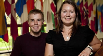 Eric Buley will be teaching in Venezuela and Nicolette Paso will be conducting research in Germany. Both adventures are as U.S. Student Fulbright Fellows. (Photo by John Froschauer)