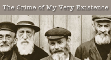 The Crime of My Very Existence banner - photo of 4 older gentlemen with hats