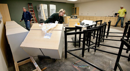 Louis and Lydia Sheffels Biology Laboratory will open up to new work stations and new equipment. (Photo by John Froschauer)