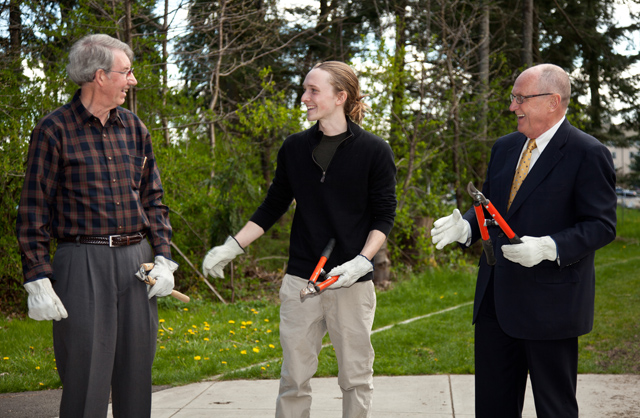 Fred L. Tobiason, Reed Ojala-Barbour and President Loren J. Anderson