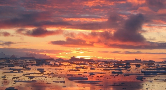 Antarctic sunset. Photo taken by Samantha Dillon.