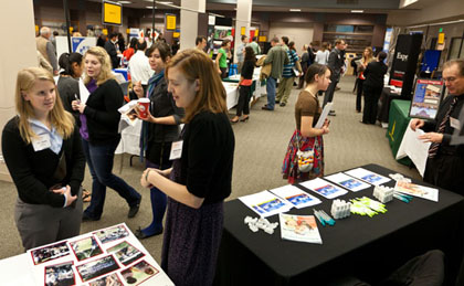 Career Expo, students checking out different booths of Employers
