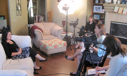 MediaLab’s Overexposed documentary team interviews stay-at-home blogger mom Jeannett Gibson at her home in Santa Maria, California on Tuesday, May 31