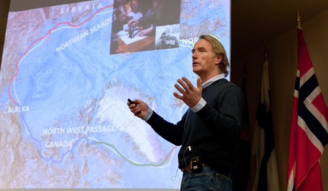 Explorer Thorleif Thorleifsson highlights his 80 day journey around the Arctic Ocean. (Photo by John Froschauer)