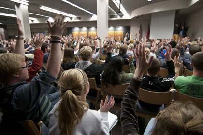 Before his address, Pavel, had the crowd participate in a song to connect with the all that is part of the environment.