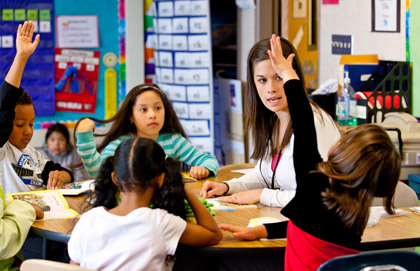 Brianna Williamson '08 in her first grade class at James Sales Elementary.