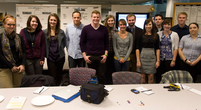 PLU students take part in election day coverage at the News Tribune.