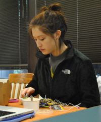 Goulson enjoys a salad and cup of broccoli cheddar soup–her favorite–in her afternoon international honors class.