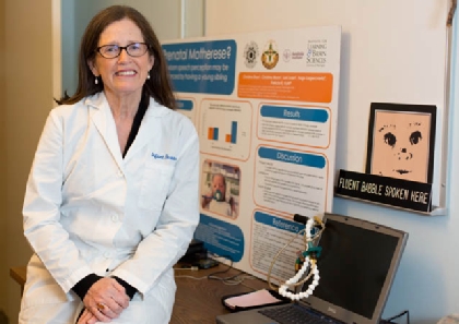 Professor Christine Moon at her research lab at Pacific Lutheran University. (Photo by John Froschauer, Director of Photography)