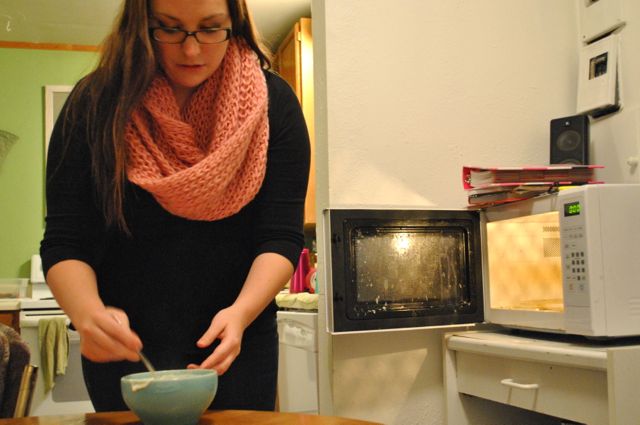 Ferrin checks to see if her clam chowder is just right.