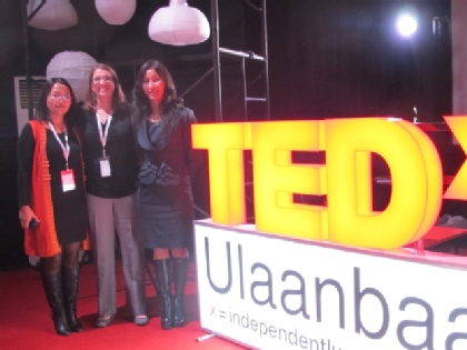 Bonnie Nelson participating in TEDx in the Mongolian capitol.