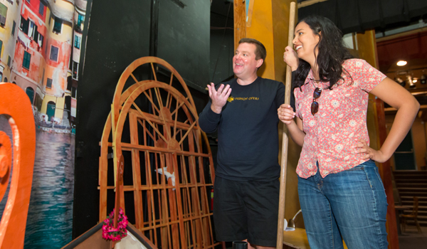 Associate Professor of Music Jim Brown and Sorayah Surkatty ’10 at the Vashon Opera.