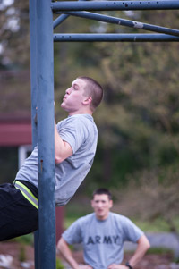 ROTC students doing pull ups