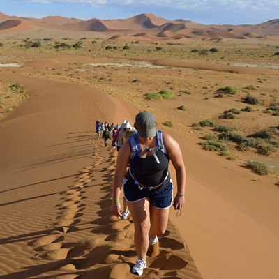 Namibia 2012, hiking up a sandy hill, submitted by Kayla Roth