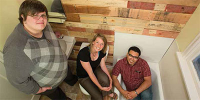 Lace Smith, Chrissy Cooley and JP Avila in the reDesign House. (Photo by John Froschauer)