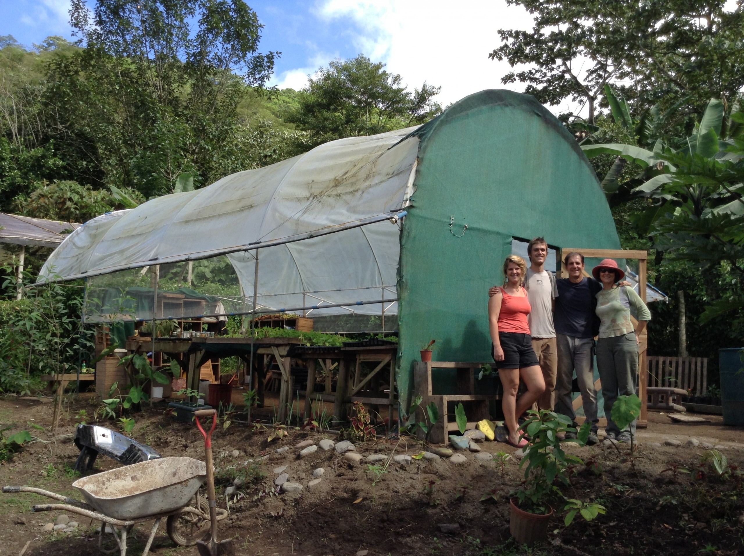 The “fantastic four” pose together in front of a new worksite at Finca Frucion in Costa Rica.