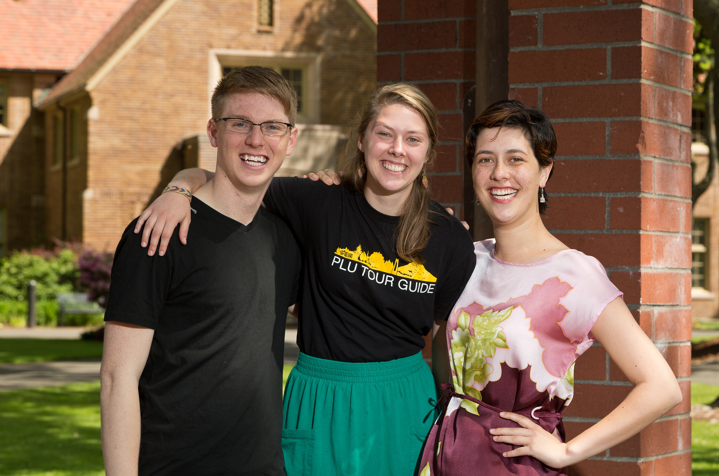 2014 graduates, from left, Tommy Flanagan, Brianna Walling and Lillian Ferraz are three of PLU’s five new Fulbright Scholars. (Photo: John Froschauer/PLU)