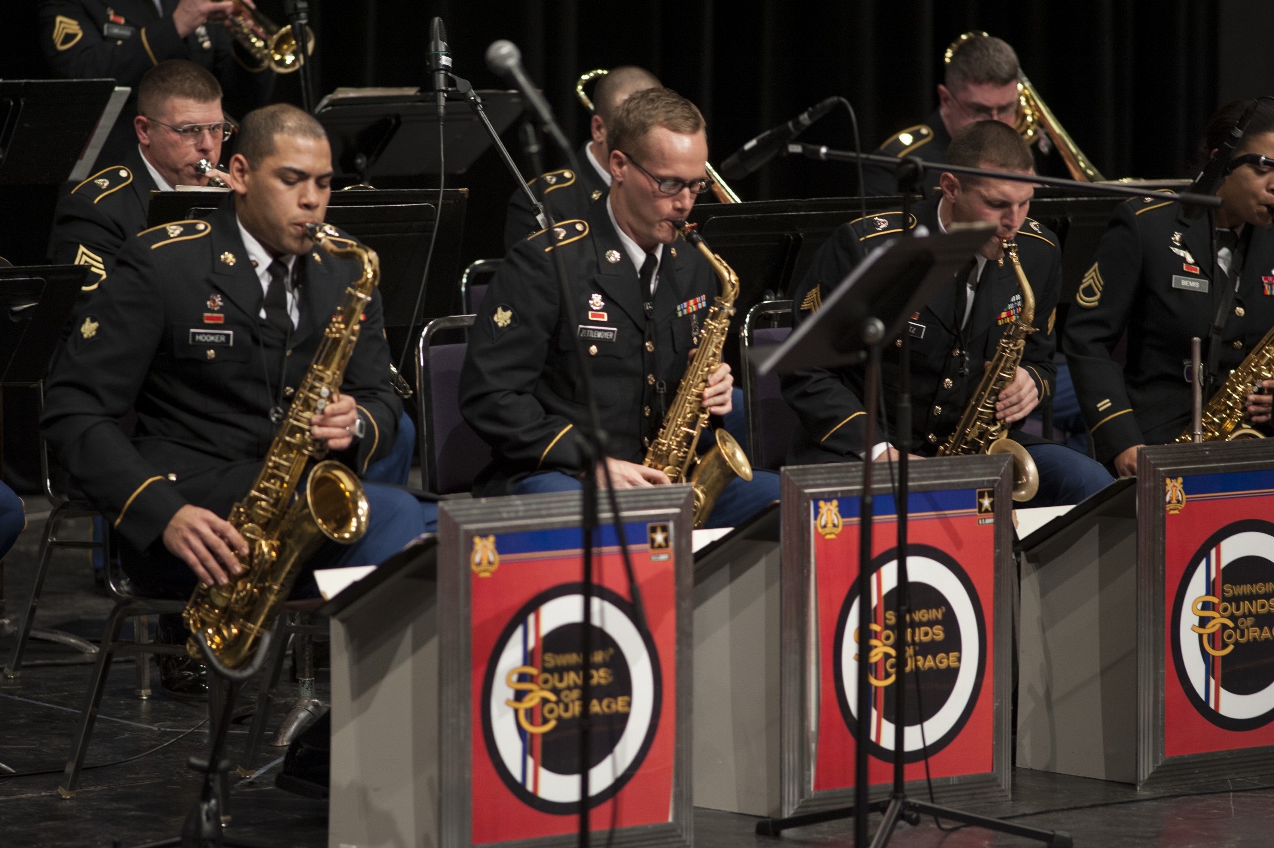 JBLM’s Swingin’ Sounds of Courage played a Veterans Day performance at PLU in November 2013. (Photo: John Froschauer/PLU)