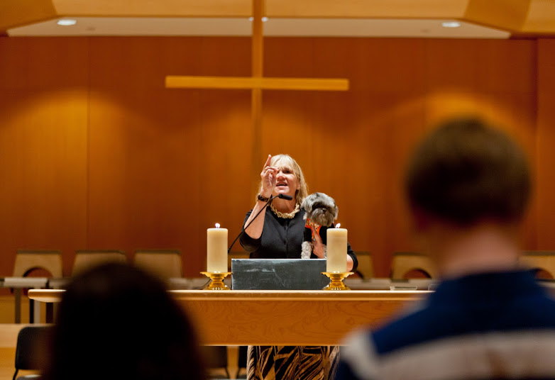 University Pastor Nancy Connor at the 2013 Blessing of the Animals