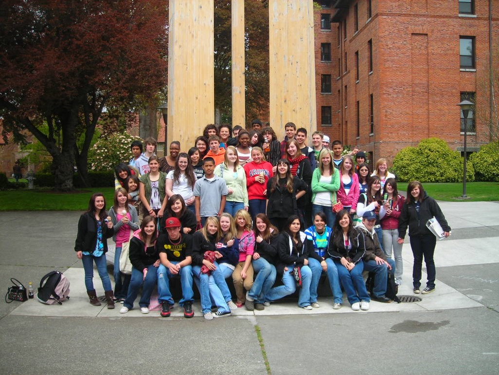 An eighth-grade Alex Mattich is among these Ferrucci Junior High students who toured PLU as part of an AVID class. (Photo courtesy of Alex Mattich)