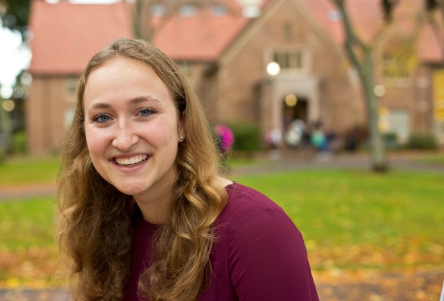 Nellie Moran ’15 has been selected as 1 of 10 “campus women to watch out for” on the National Student Advisory Council. (Photo: John Froschauer/PLU)