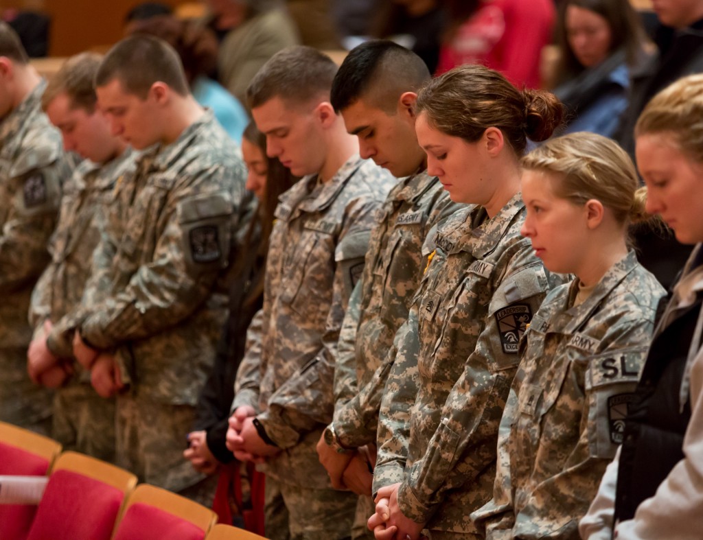 ROTC cadets attend the 2013 Veterans Day Celebration at Pacific Lutheran University. (Photo: John Froschauer/PLU)