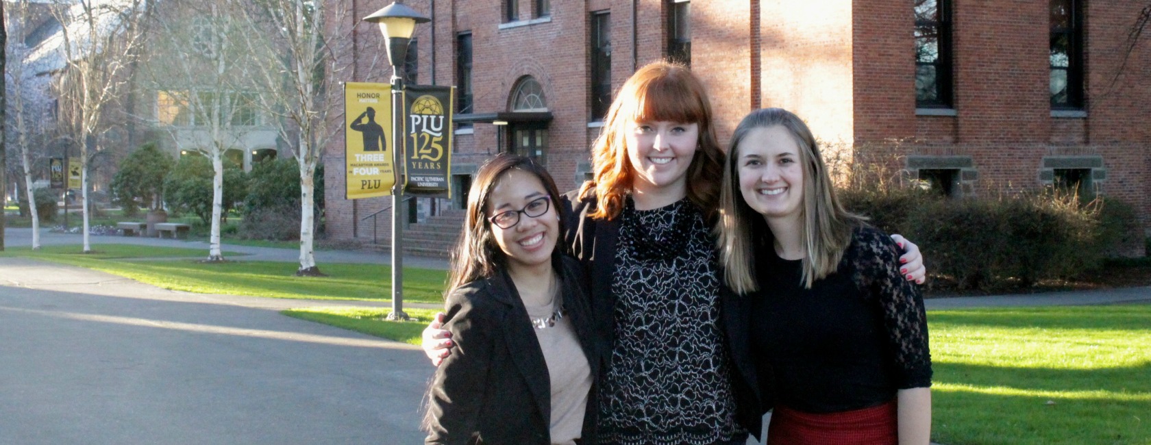 PLU Communication majors, from left, Anne-Marie Falloria '15, Taylor Lunka '15 and Amanda Brasgalla '15 were part of the PLU group that attended Amazon's first annual Pacific Northwest Career Day Conference on Feb. 23.