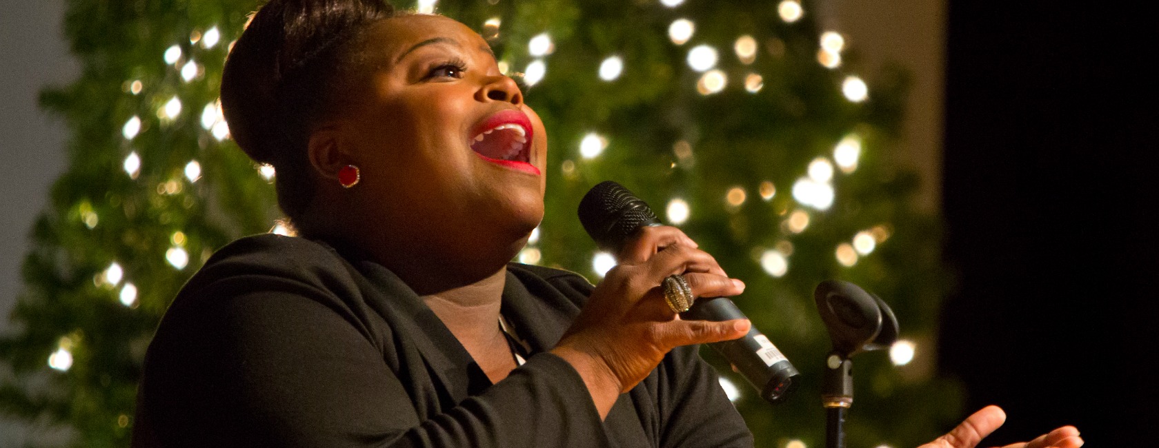 Crystal Aiken '97 returned to PLU in December 2013 to perform at the annual holiday luncheon. (Photo: John Froschauer/PLU)