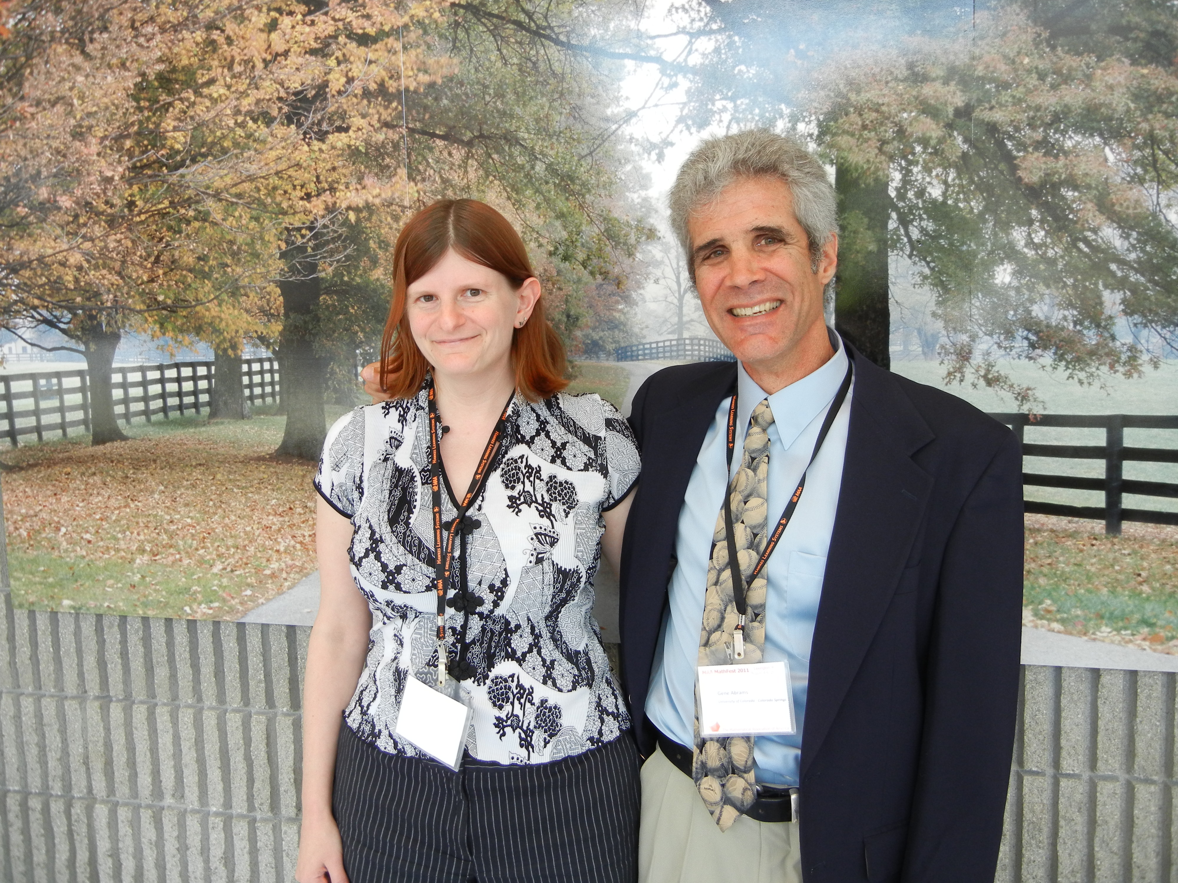PLU Associate Professor of Mathematics Jessica Sklar, right, and co-author Gene Abrams (University of Colorado-Colorado Springs), after receiving their award at the MAA MathFest at the University of Kentucky in 2011. (Photo courtesy Jessica Sklar) 