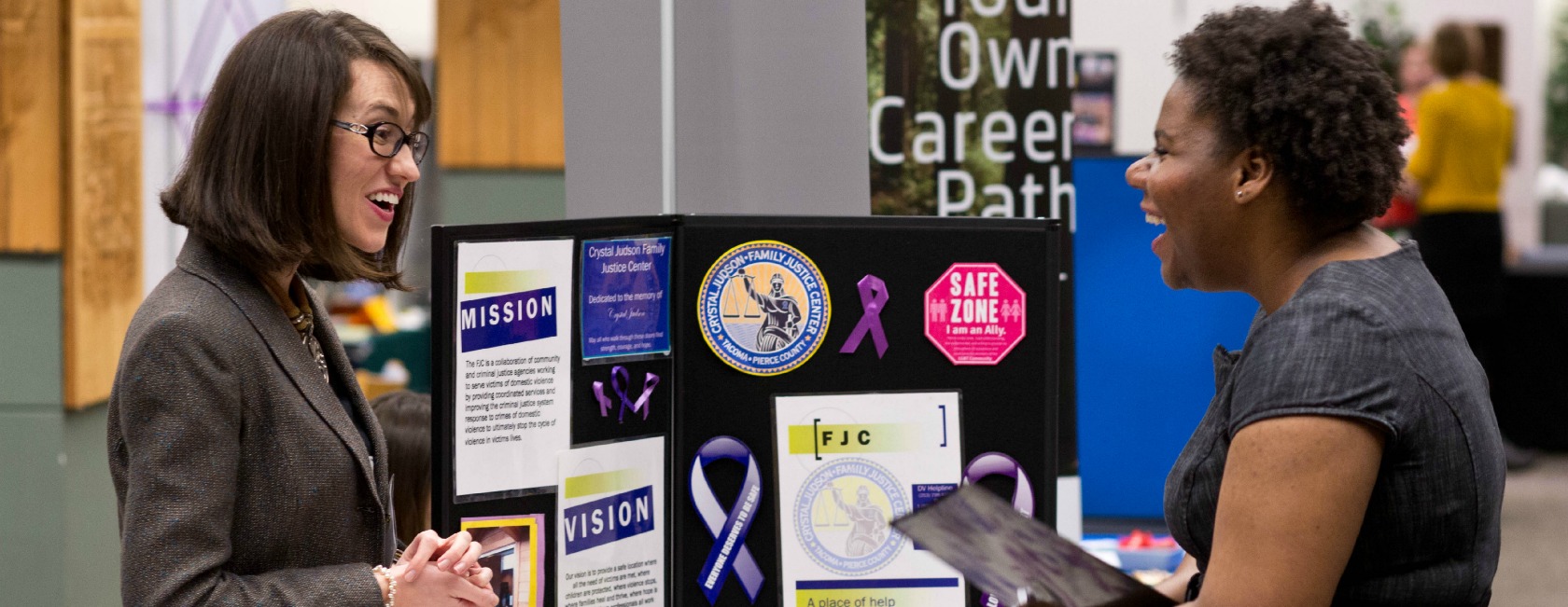 Career Fair recruiter talking to a student