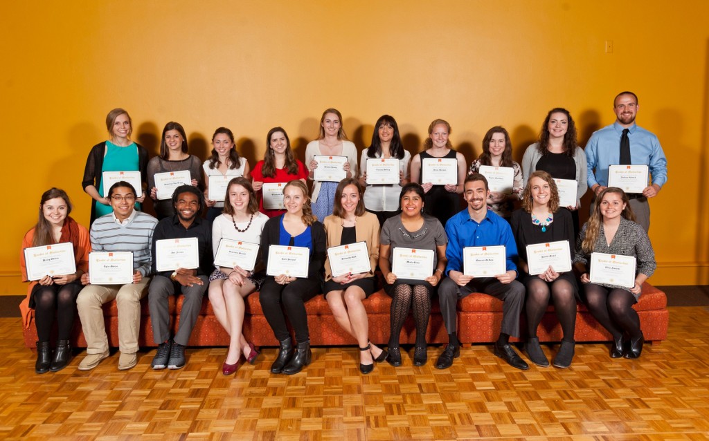 Leaders of Distinction Award Winners Recognizes students who are continuing their undergraduate education and have enhanced the campus and community through various leadership & involvement opportunities. Jon Adams, Genevieve Brandt, Kelli Breland, Samantha Cook, Maria Cruse, Caitlin Dawes, Dominic DeSoto, Rachel Diebel, Tyler Dobies, Haley Ehlers, Gina Fioretti, Andrew Gubsch, Amber Hailey, Taylor Hardman, Jenna Harmon, Vanessa Jodway, Laura Johnson, Kirsten Kenny, Molly Maloney, Shiori Oki, Nina Orwoll, Angie Tinker, Brent Tyhuis, Isabellah Von Trapp, Brenna Young (Award winners not listed in photographic order.)
