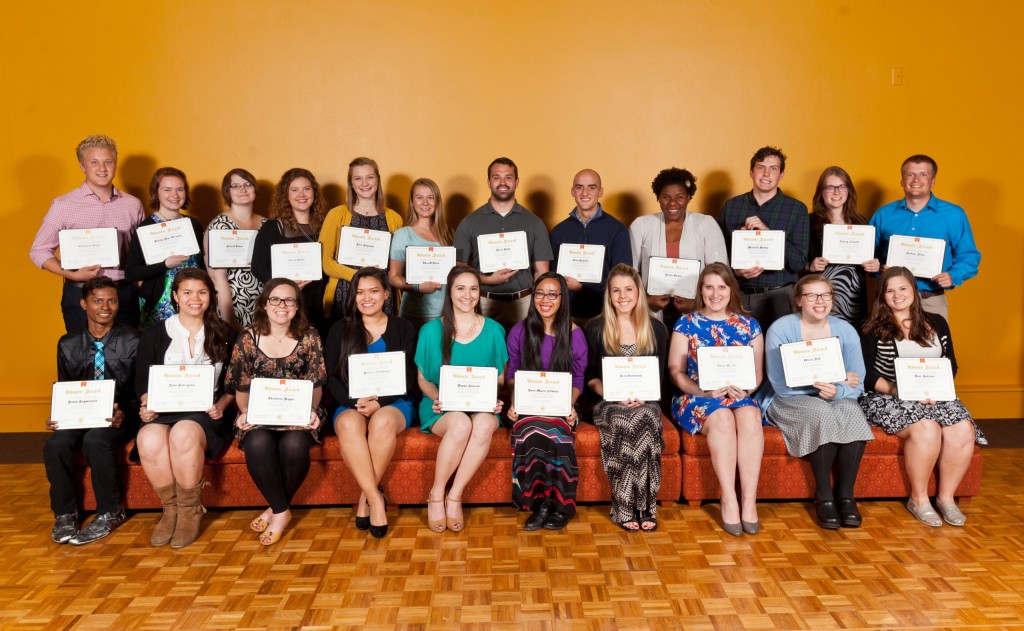 Ubuntu Award Winners Honors graduates who have demonstrated leadership and participation in campus and community activities that demonstrate the fundamental value of leadership and care for others. Andrew Allen, Dani Andrews, Sam Angel, Olivia Ash, Leah Butters, Emma DaFoe, Ariel Esterbrook, Anne-Marie Falloria, Naomi Forward, Aubrey Frimoth, Nomium Gankhuyag, Elizabeth George, Christina Hayes, Mitchell Helton, Gregory Hibbard, Nicole Jordan, Evan Koepfler, Kevin Long, Gavin Miller, Isaac Moening-Swanson, Johanna Muller, Aiko Nakagawa, Thea (Clara) O’Brien, Hallie E. Peterson, Avelon Ragoonanan, Allie Reynolds, Jesus Rosales, Farah Schumacher, Sarah Smith, Reland Tuomi, Shelby Mae Winters, Christian Wold (Award winners not listed in photographic order.)
