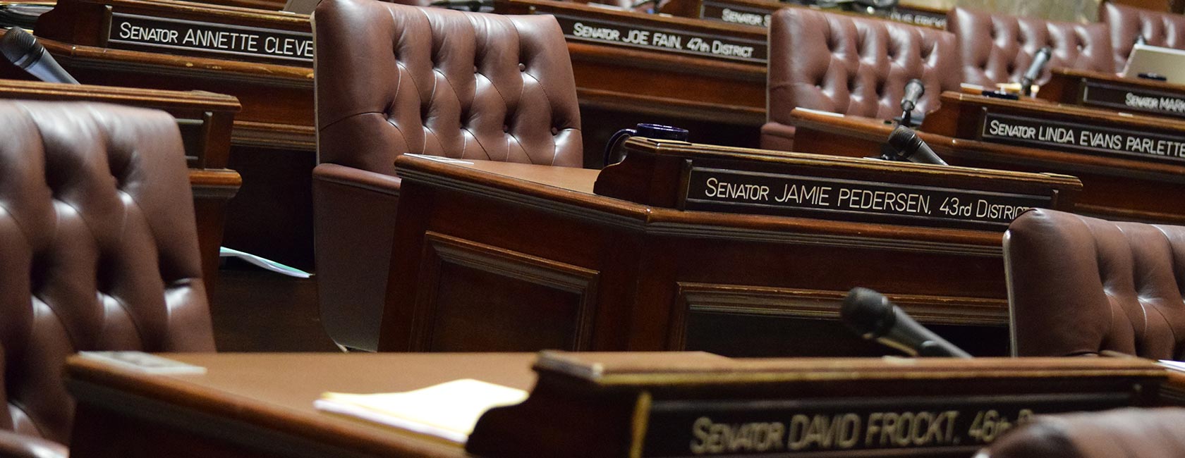 Legislative session now adjourned, the floor of the Washington State Senate will be vacant until lawmakers return this January. [Zach Powers/PLU]