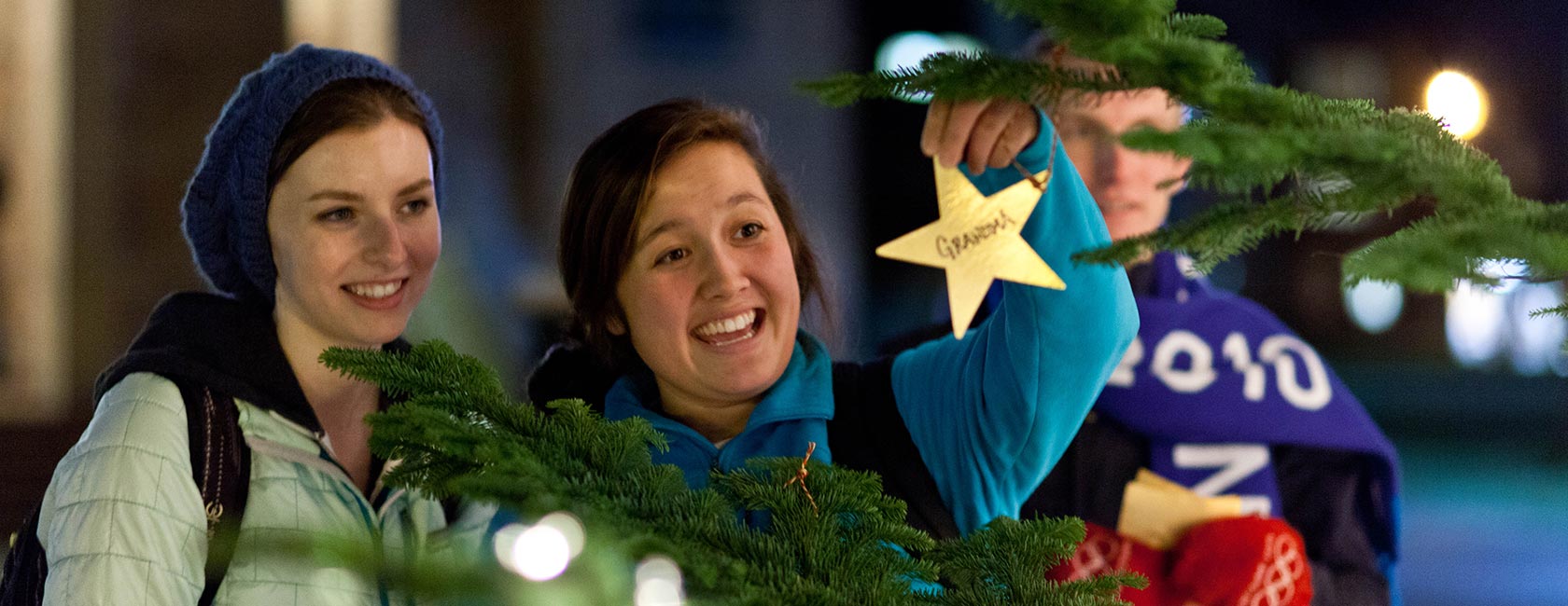 Christmas tree lighting in Red Square at PLU on Wednesday, Dec. 3, 2014. (PLU Photo/John Froschauer)