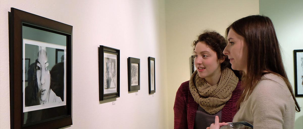 PLU students at the opening reception of the fall 2015 Juried Student Art Exhibition on Wednesday, Nov. 18. (All photos by PLU Photographer John Froschauer)