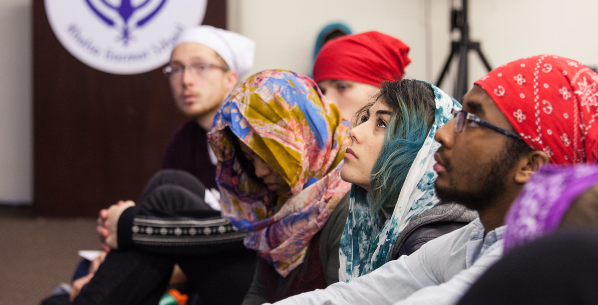PLU Students visit Gurudwara Singh Sabah (Sikh Temple) and school in Renton WA, as part of a JTerm class of the religions of SE Asia on Sunday, Jan. 24, 2016. (Photo/John Froschauer)