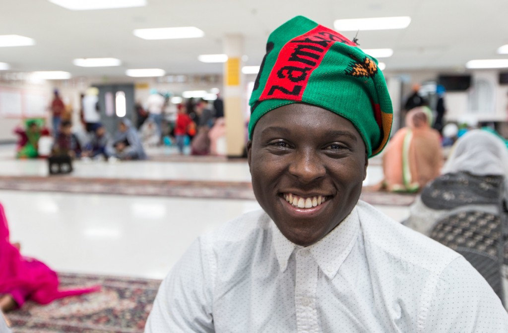 Suwilanji Silozi gets creative and incorporates soccer team pride into his head covering.