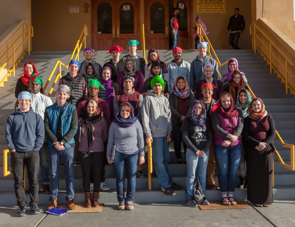 The class assembles outside the Gurudwara Singh Sabha.