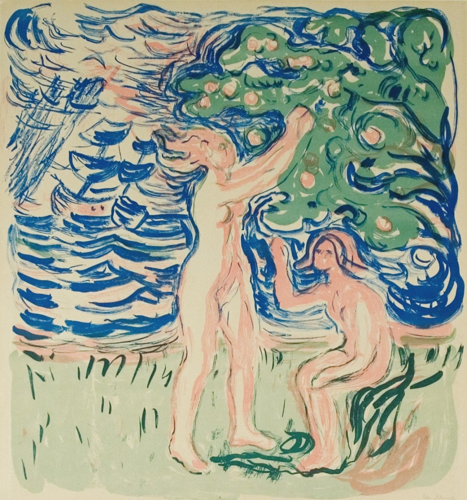 Edvard Munch (1863-1944), Neutralia (Girls Picking Apples), 1916. Color lithograph, 22½ × 2013/16 inches. Memorial Art Gallery of the University of Rochester 72.12: Marion Stratton Gould Fund. © 2016 Artists Rights Society (ARS), New York.