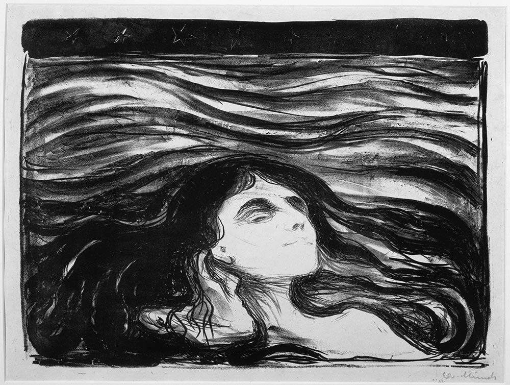 Edvard Munch (1863-1944), On The Waves of Love, 1896. Lithograph, 123/16 × 16⅜ inches. Epstein Family Collection. Photo by Mark Gulezian. © 2016 Artists Rights Society (ARS), New York.