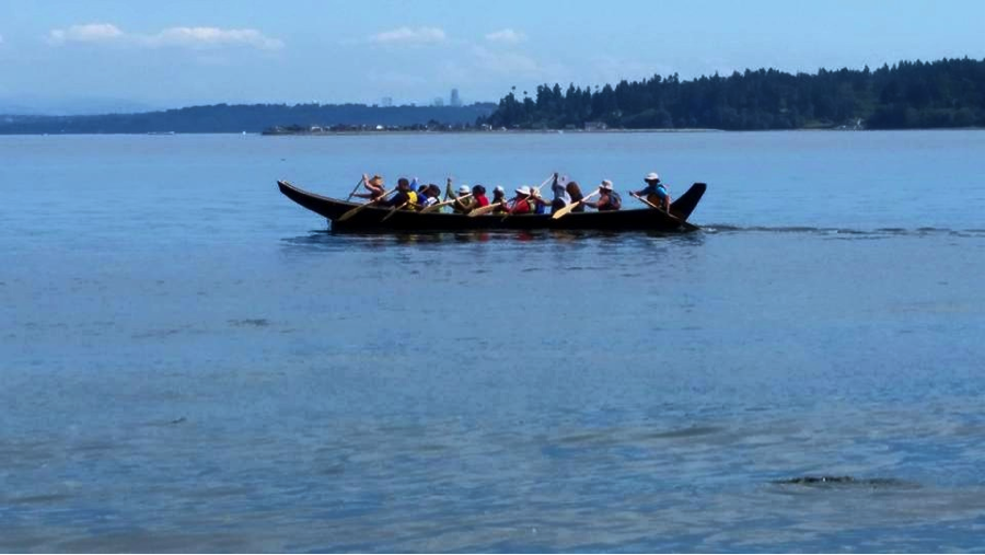Above is a photograph from senior Kelly Hall's youth Tribal Canoe Journey (courtesy of Hall).