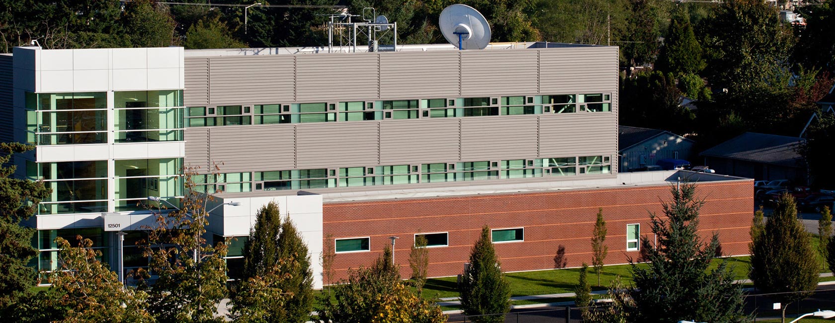 Neeb Center at PLU as seen from Tingelstad Hall. (John Froschauer/PLU)