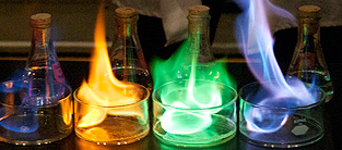 colorful flames in a PLU chemistry class