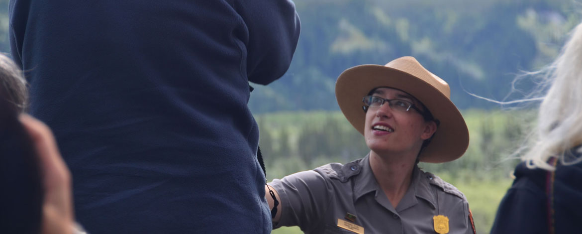 Bryanna Plog '10 working as a park ranger at Alaska's Wrangell-St. Elias National Park and Preserve in summer 2015. (Photo courtesy of Plog)