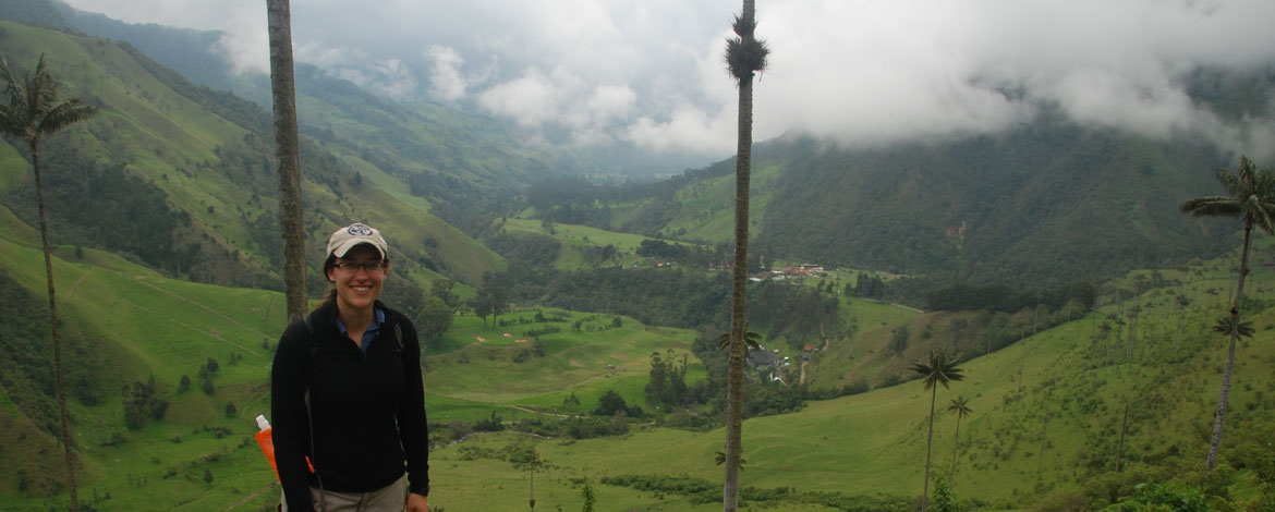 Bryanna Plog '10 in Cocora Valley, Colombia, in 2013. (Photo courtesy of Plog)