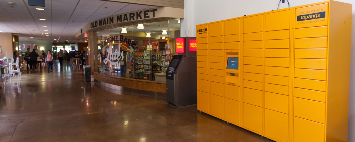 One of two Amazon Locker locations on PLU's campus in the Anderson University Center.