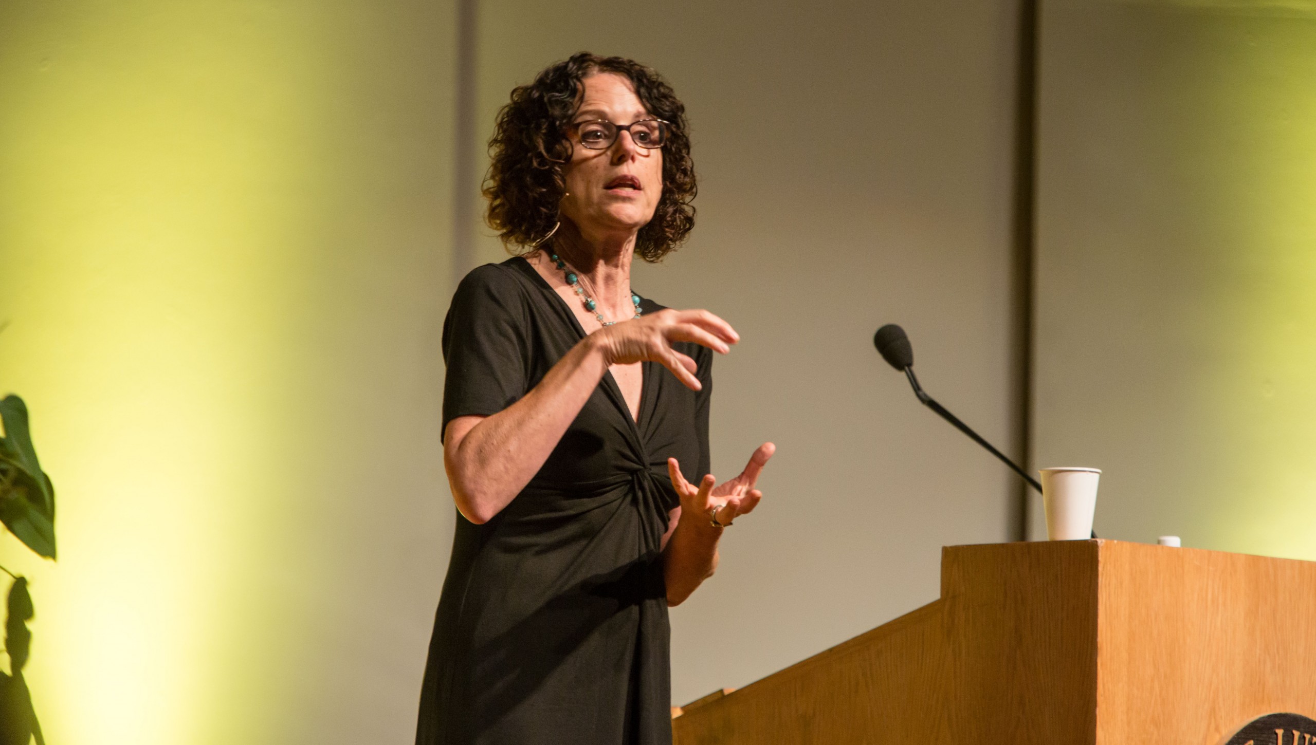 Robin DiAngelo, Ph.D., presents at Univsersity Conference on Wednesday, Aug. 31. (Photo: John Froschauer/PLU)