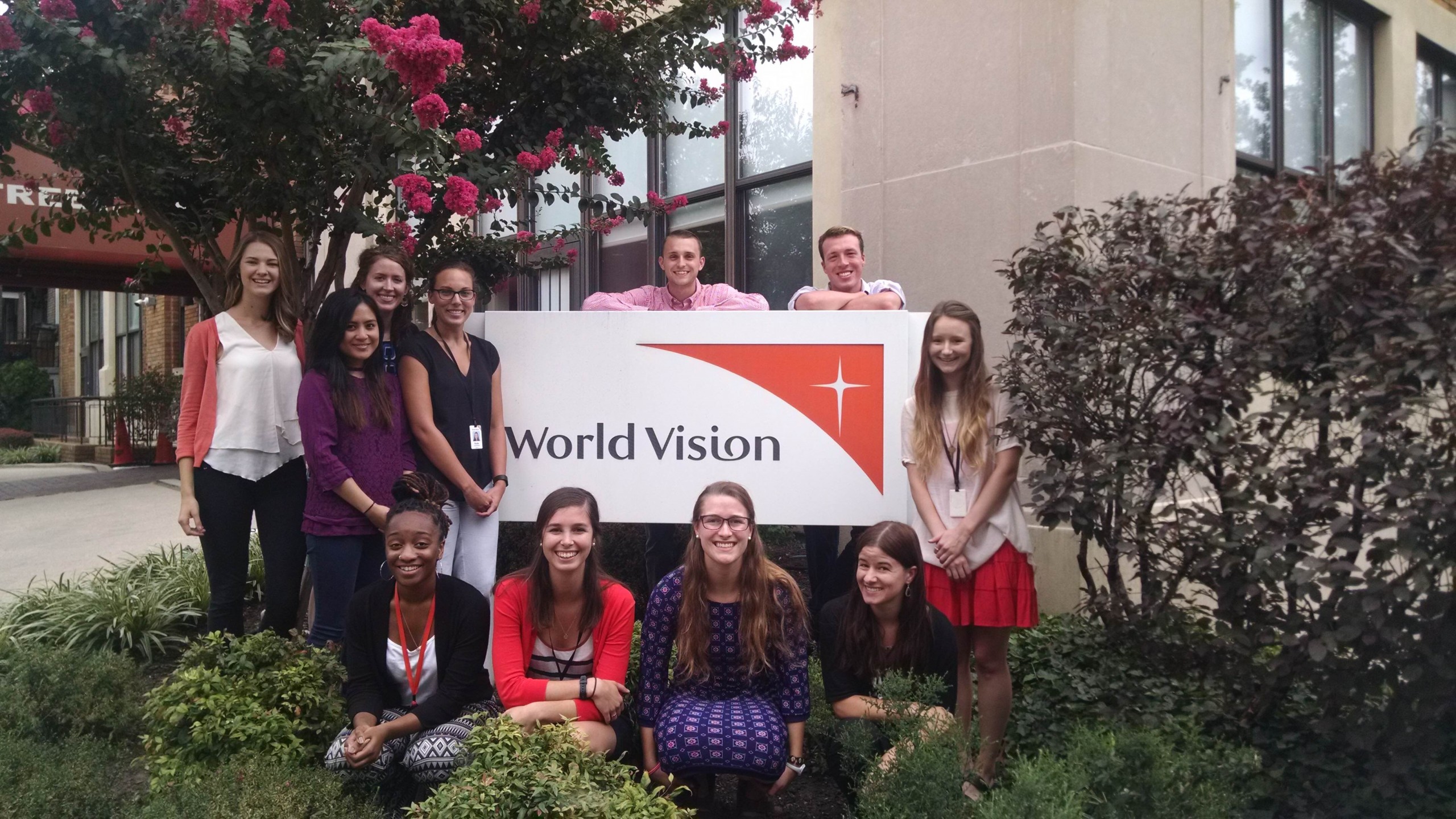 Taylor Bozich '17 (far left) is pictured outside World Vision in Washington, D.C., during her internship over the summer. (Photo courtesy of Bozich)